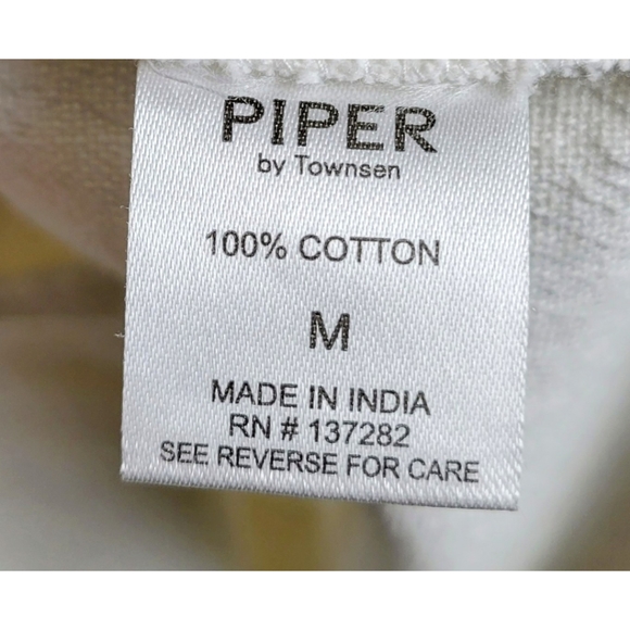 Piper By Townsen Embroidered Studded Boho Tunic Dress White Navy Size Medium - Picture 10 of 10